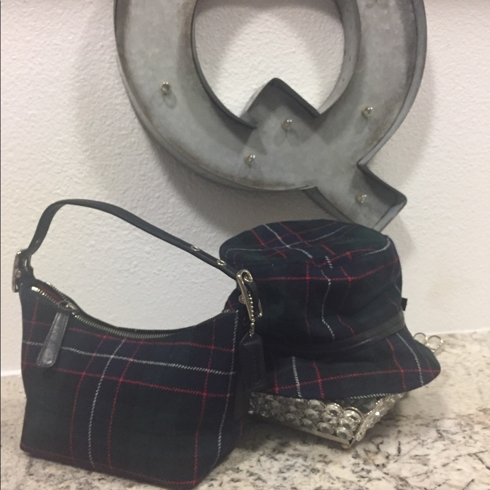 Coach Satchel & Matching Plaid Bucket Hat